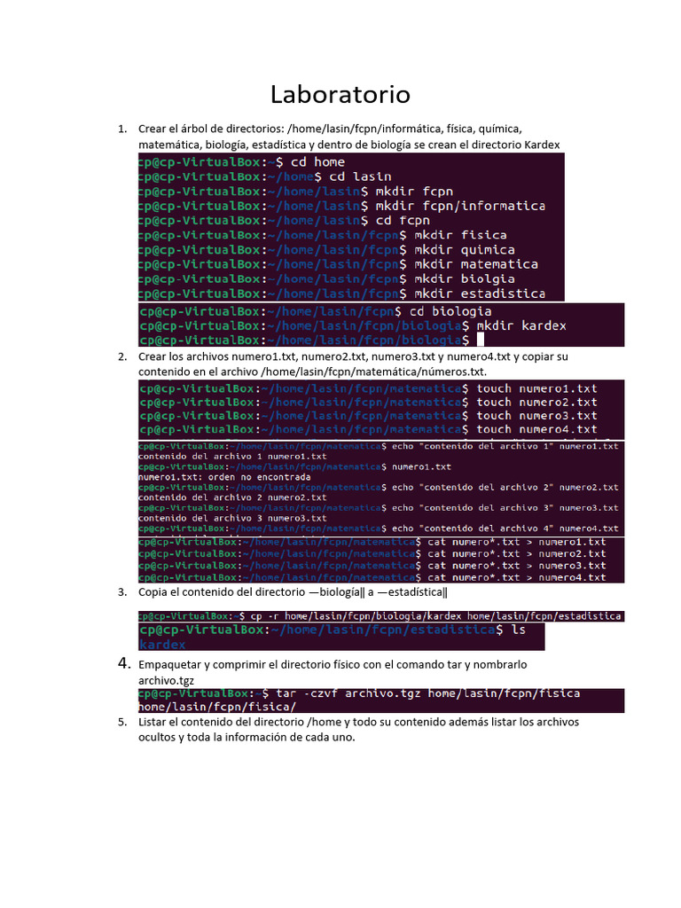 Ejercicios de Comandos y Scripts en Linux | PDF | Archivo de ...