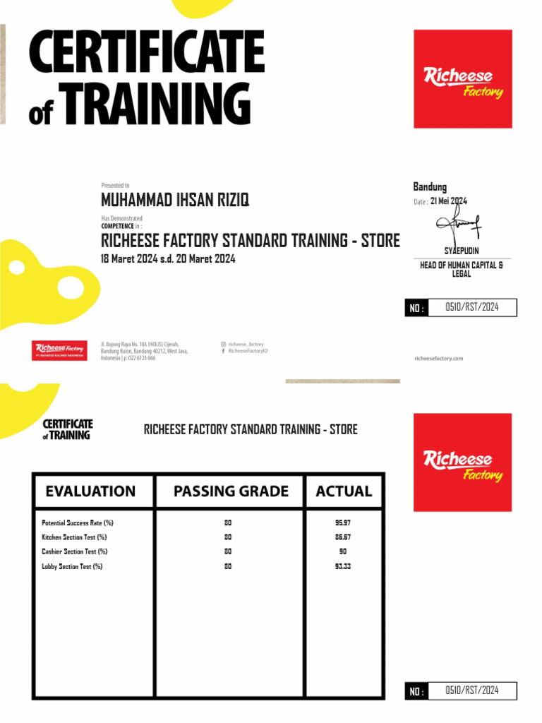 Richeese Factory Training Results 2024 | PDF