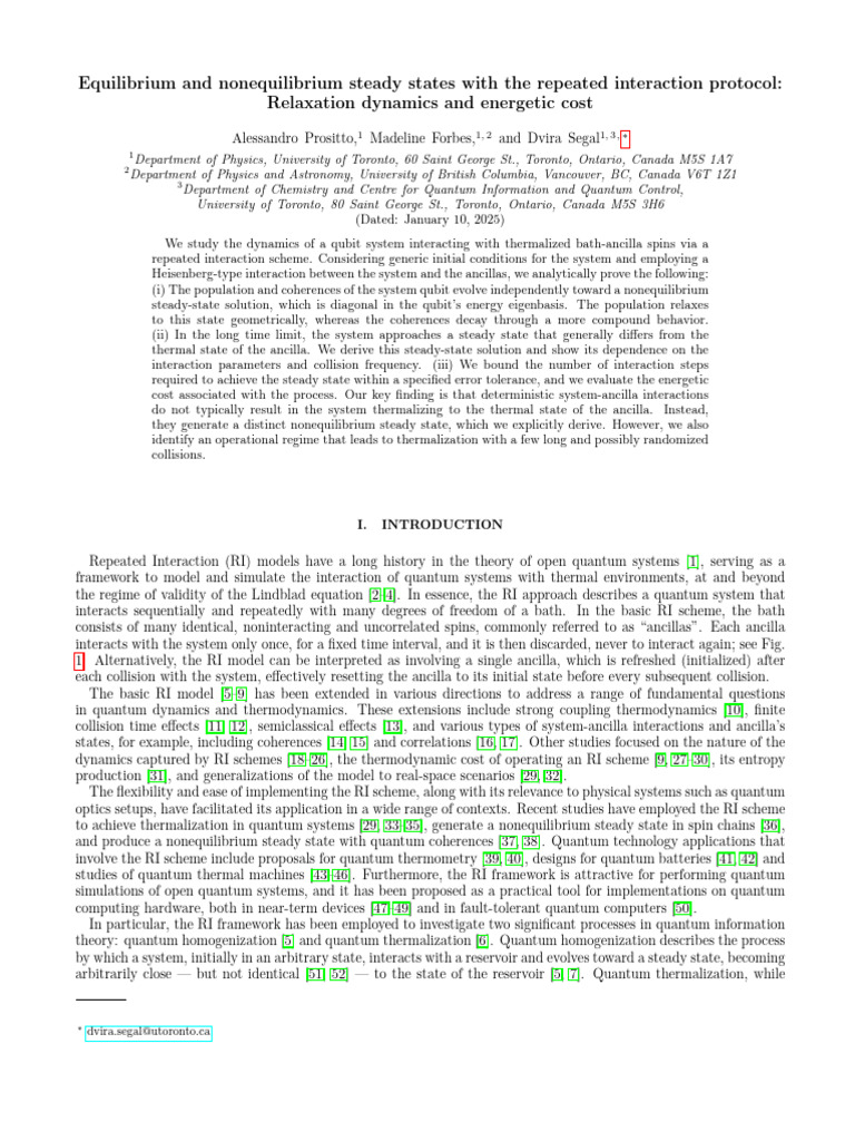 Equilibrium and Nonequilibrium Steady States With The Repeated ...
