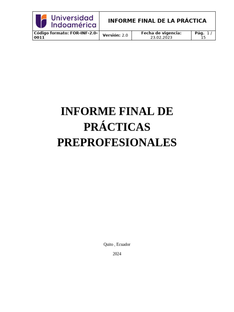 Informe Final Practicas Pre Profecionales . | PDF | Divorcio | Plan de ...
