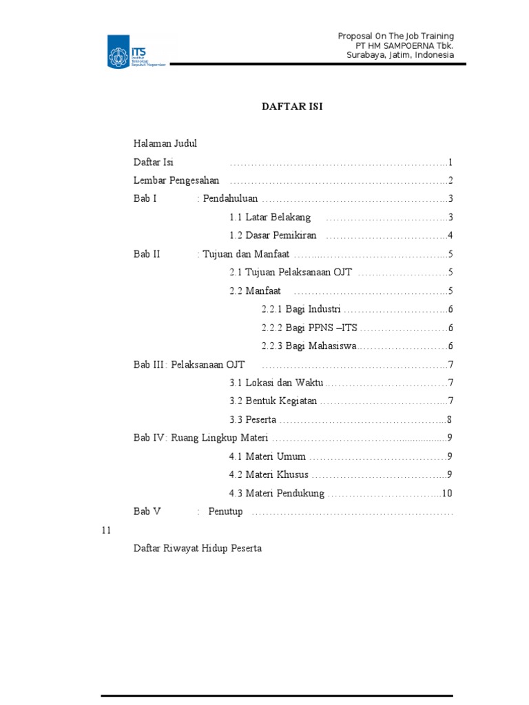 Contoh proposal OJT