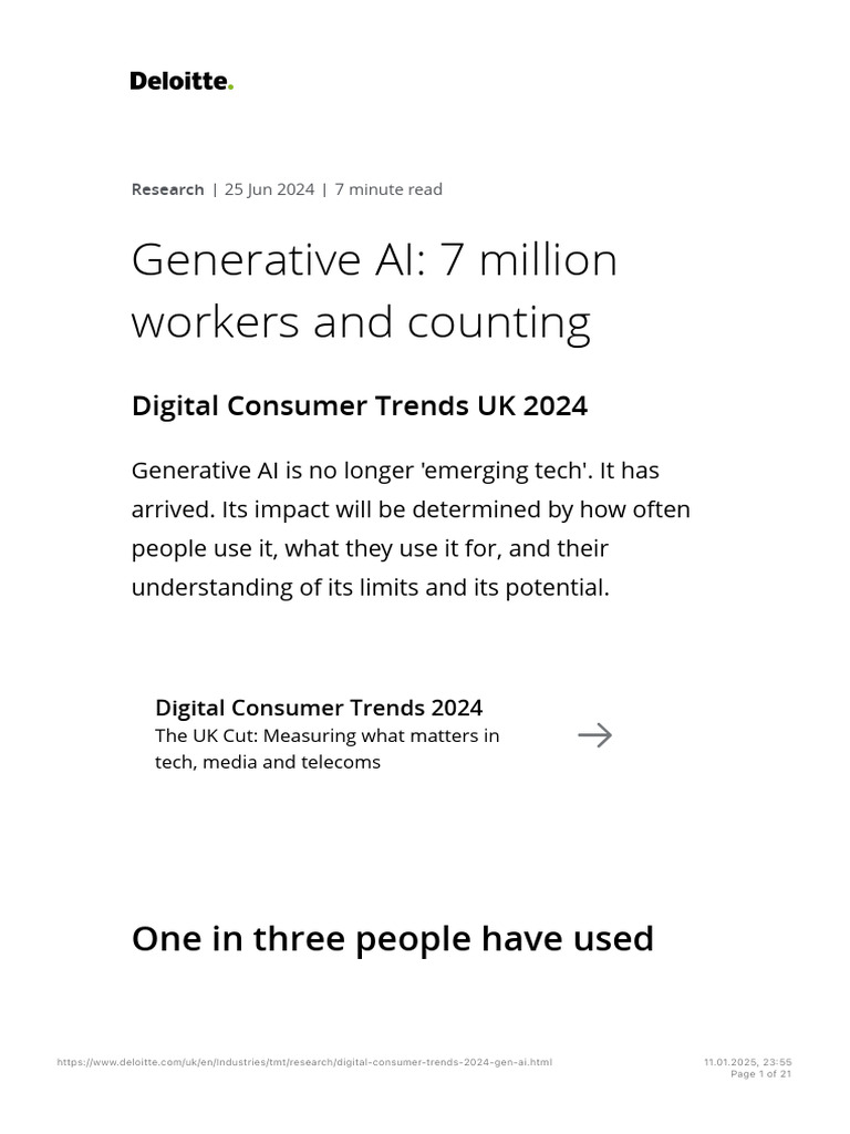 Digital Consumer Trends 2024 - Generative AI - Deloitte UK | PDF ...