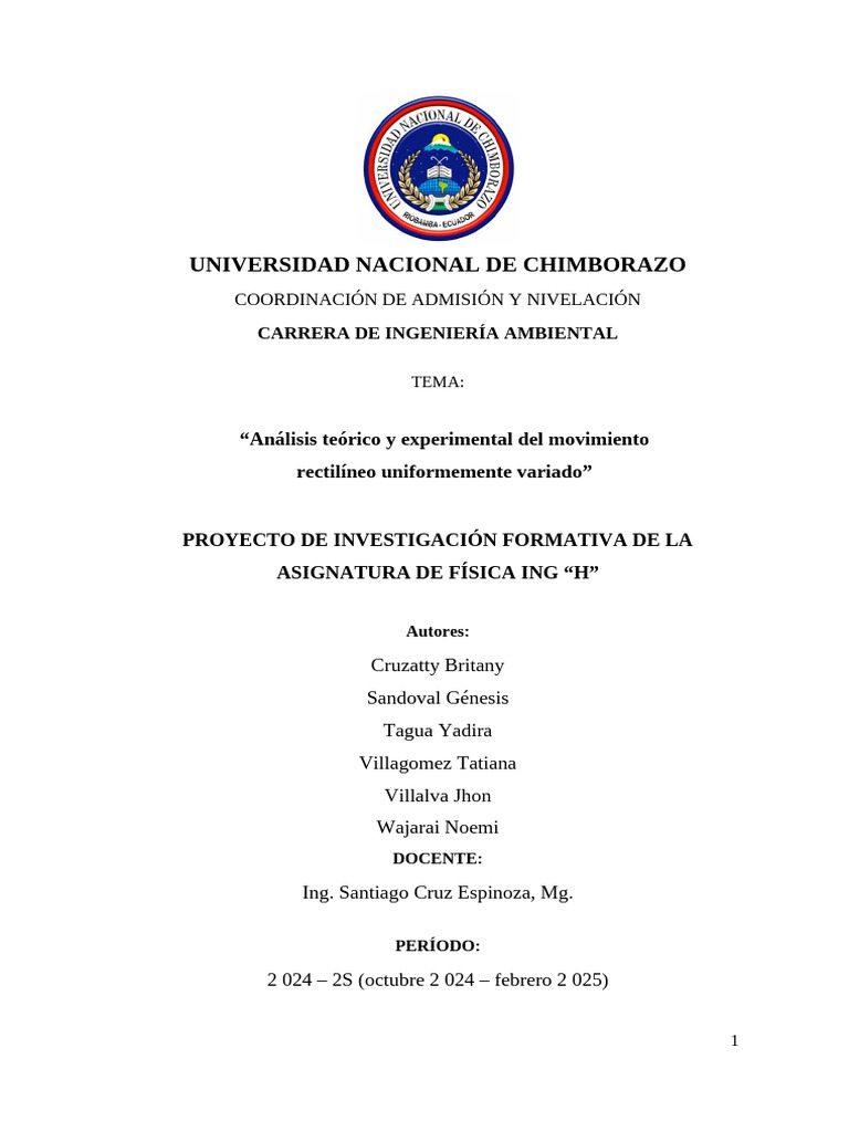 Informe - Final - Ing - H - GRUPO 3-1 | PDF | Aceleración | Velocidad