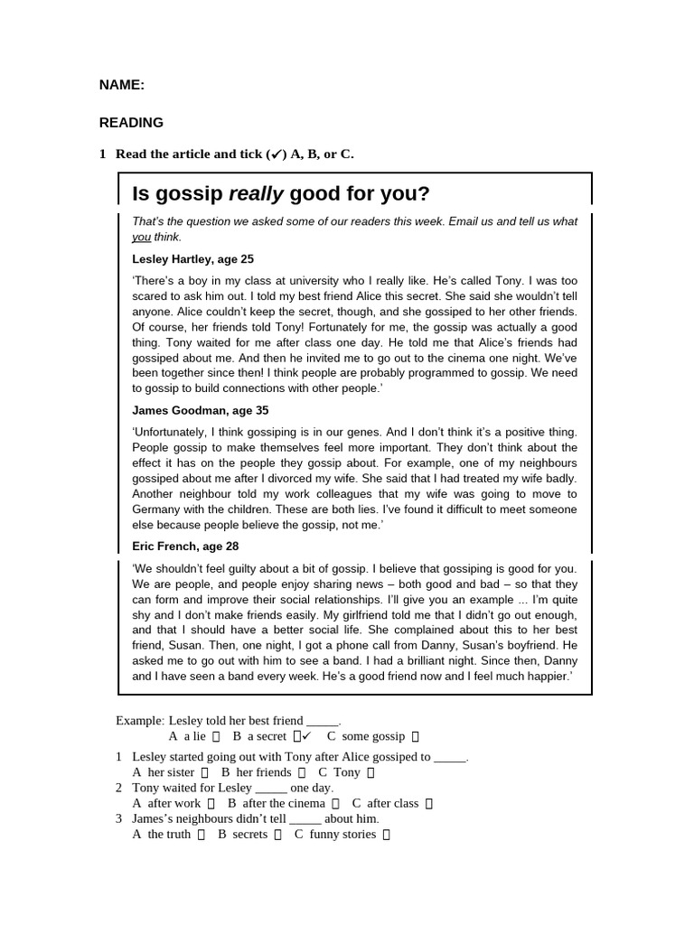 The Impact of Gossip on Relationships | PDF