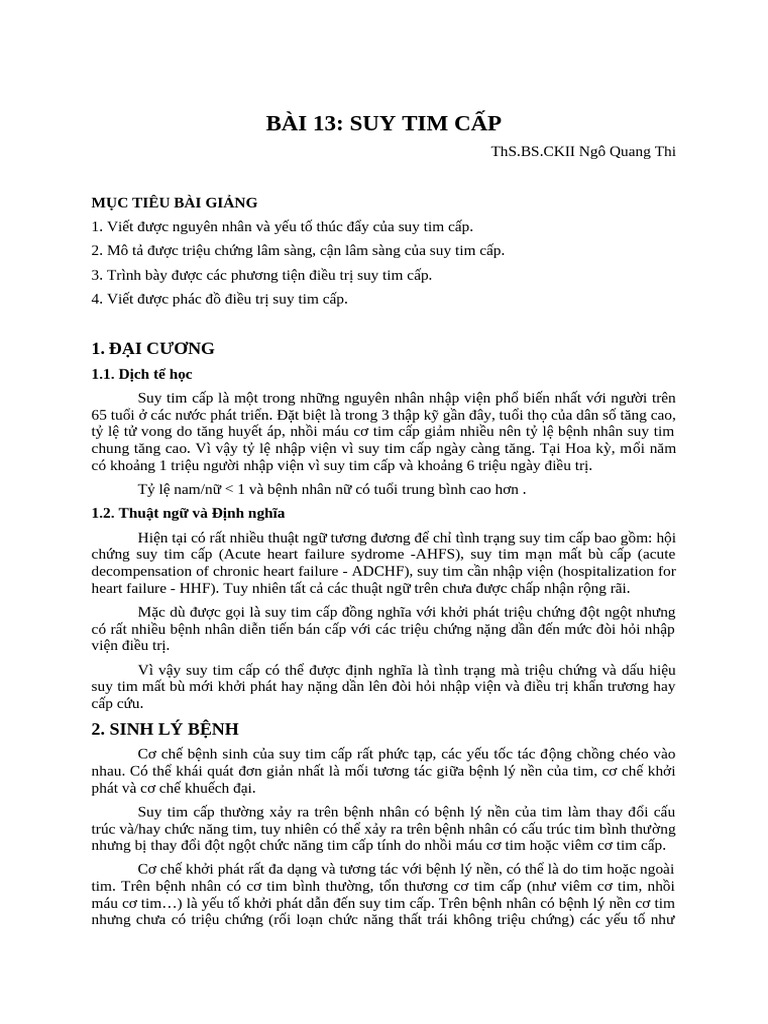 13-Suy Tim Cấp - BS Quang Thi | PDF