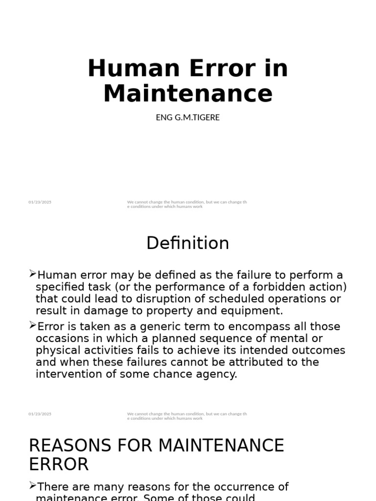 Human Error in Maintenance Management | PDF | Reliability Engineering