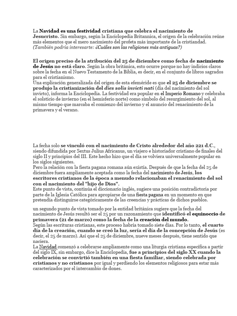 Origen y evolución de la Navidad | PDF | Navidad | Religiones abrahámicas