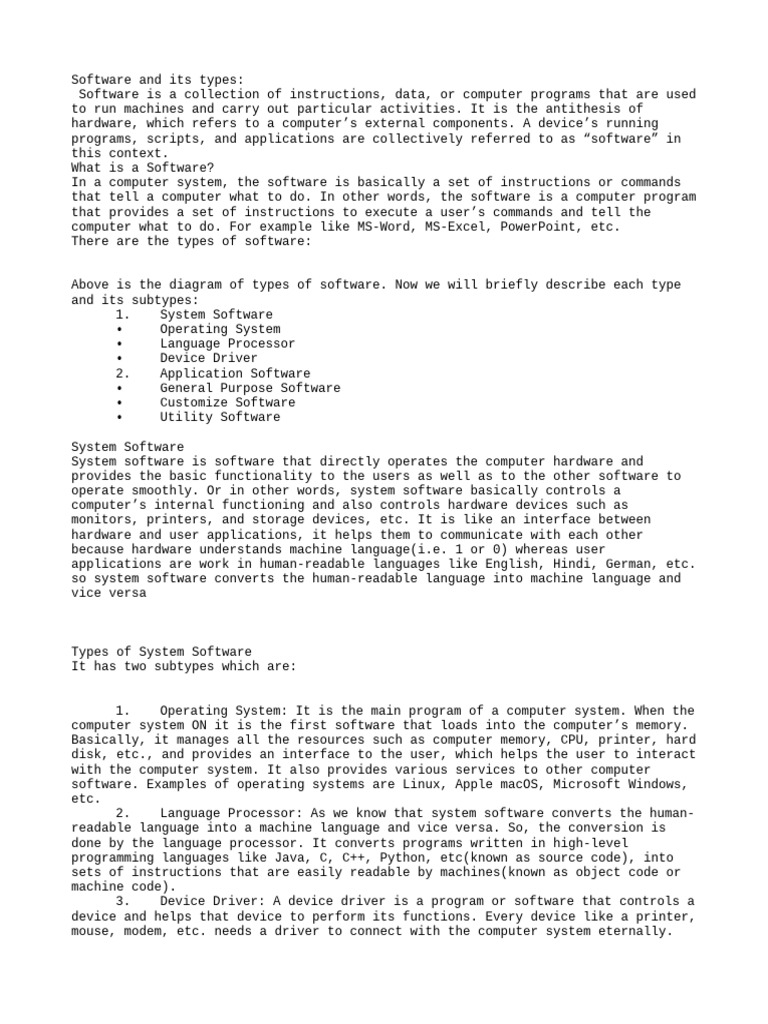 Types of Software Explained: System & Application | PDF | Software ...