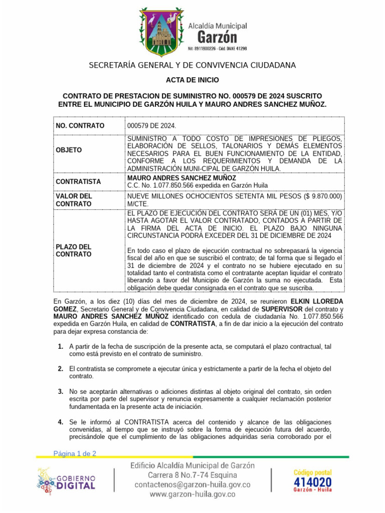 1. Formato Acta de Inicio | PDF
