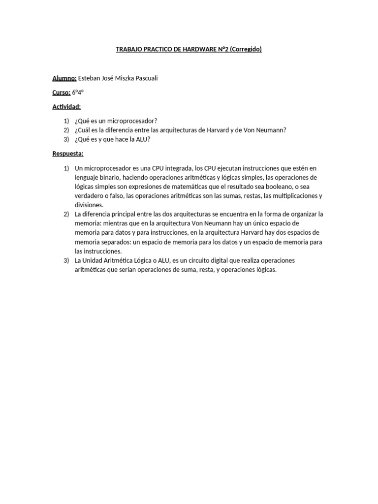 Trabajo Practico de Hardware N°2, este no | PDF