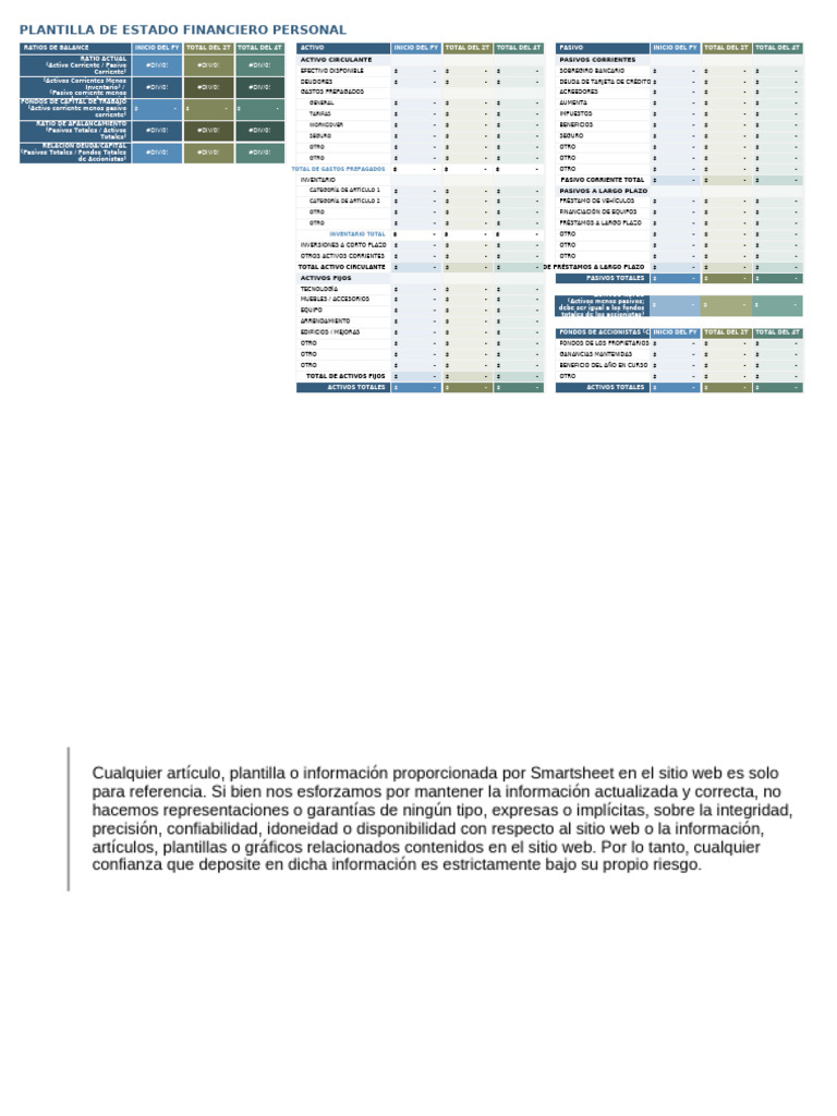 IC Personal Financial Statement Template 27177 ES | PDF | Servicios ...