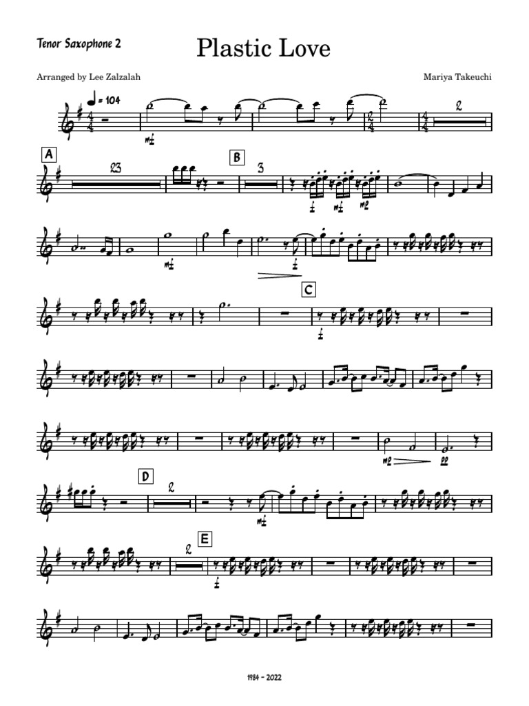 Plastic Love-Tenor Saxophone 2 | PDF