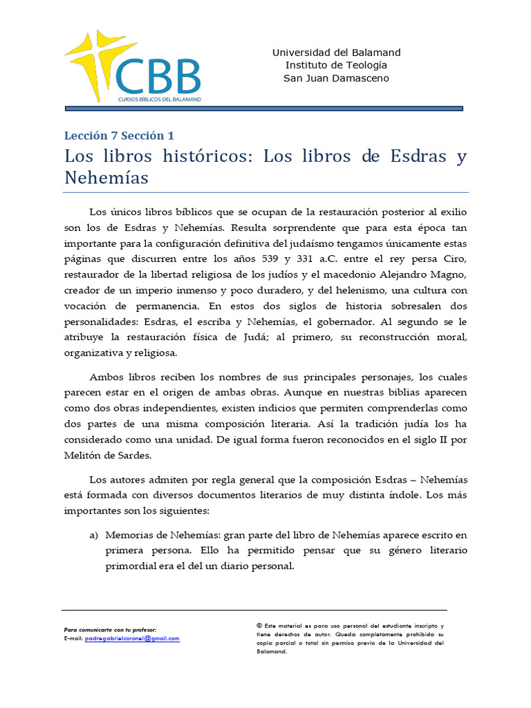 Libros Históricos: Esdras y Nehemías | PDF | Biblia | Ezra