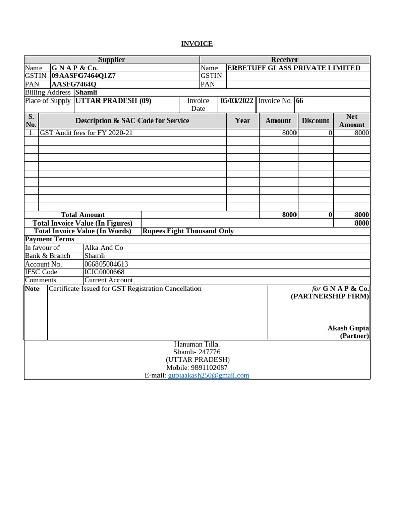 Invoice_GNAP - ERBE TUFF | PDF
