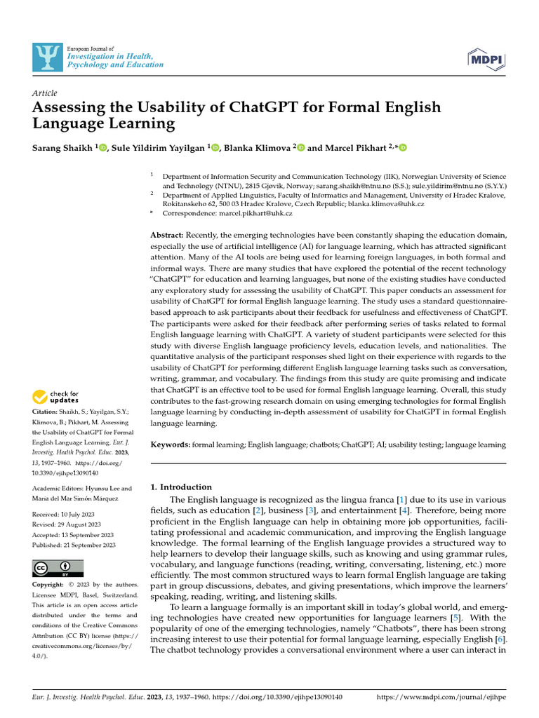 Chatgpt Formal English Learning | PDF | Usability | Language Acquisition