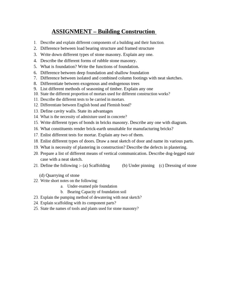 Building Construction Assignment Overview | PDF