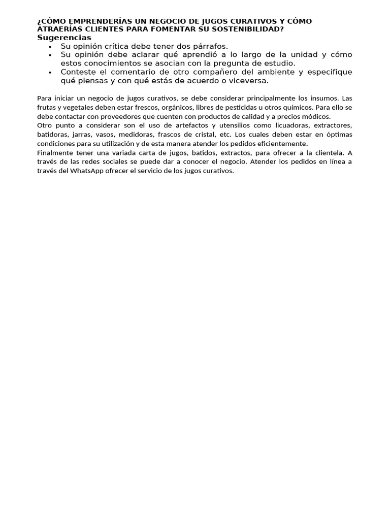 Emprender un Negocio de Jugos Curativos | PDF
