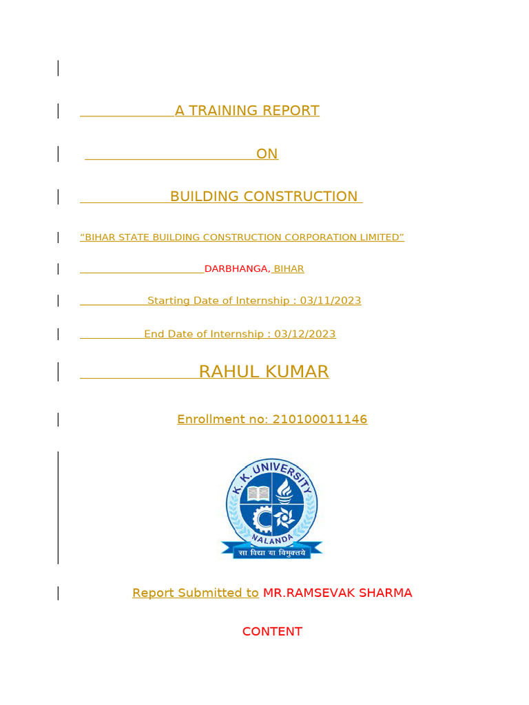 Training Report of Rahul | PDF | Concrete | Reinforced Concrete