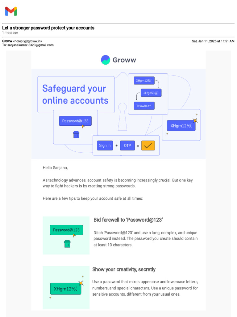 Strong Passwords for Groww Security | PDF | Password | Computer Security