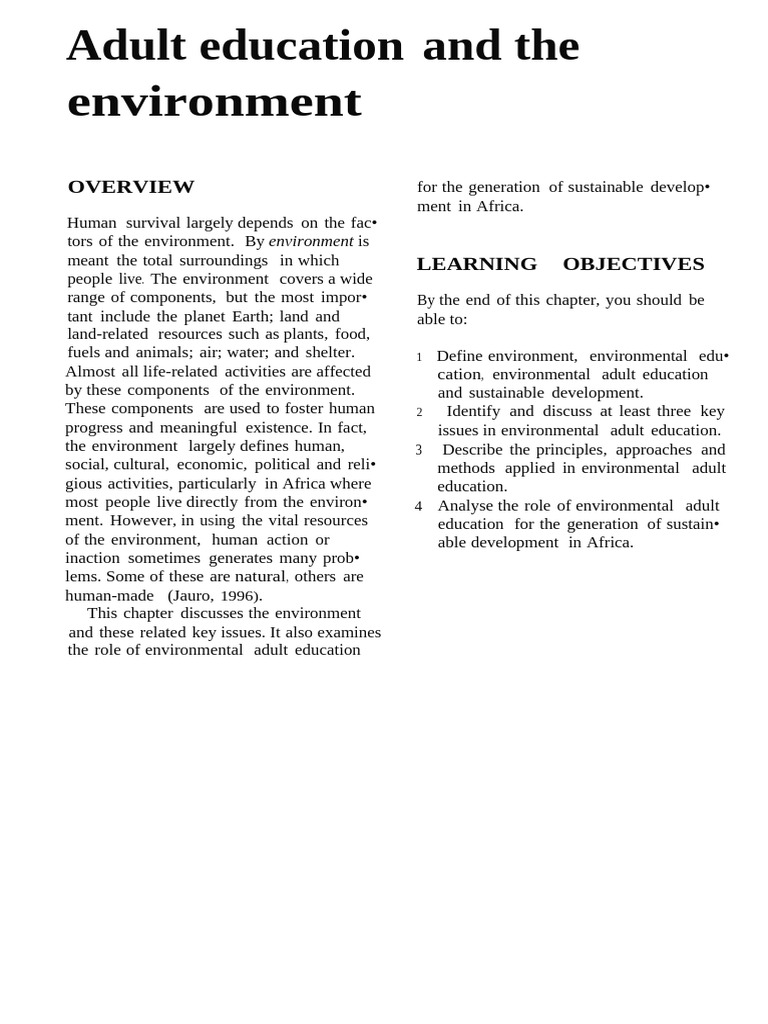 Environmental Adult Education in Africa | PDF | Biodiversity | Adult ...
