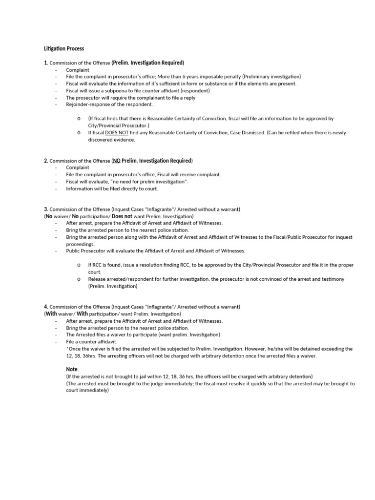 Litigation Process-Crim Pro | PDF | Prosecutor | Arrest