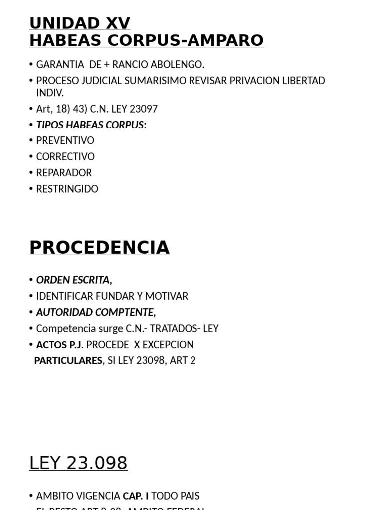 Tipos de Habeas Corpus y Amparo Legal | PDF | Habeas corpus | Ley Pública