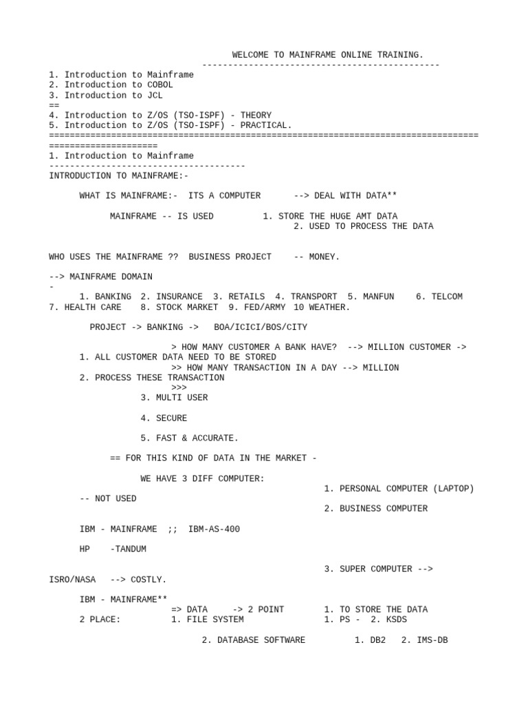 CLass+01+ +Introduction+to+Mainframe | PDF | Mainframe Computer | Software