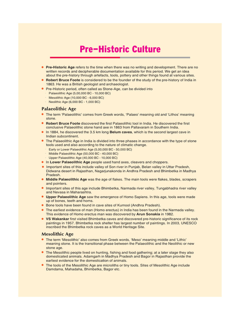 Overview of India's Pre-Historic Ages | PDF | Paleolithic | Stone Age