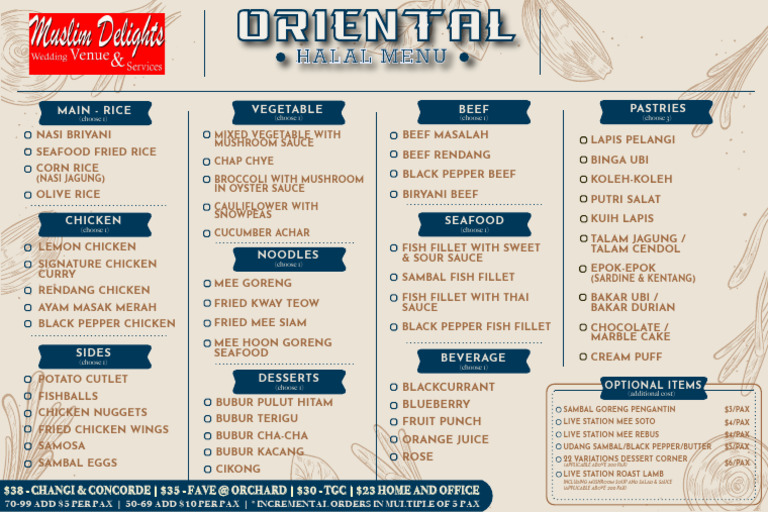 Oriental Halal Menu and Pricing Guide | PDF | Food And Drink ...