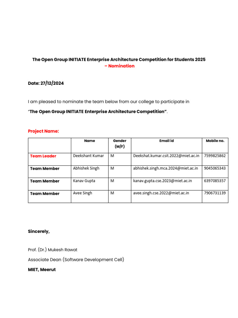 Open Group Initiate Letter | PDF