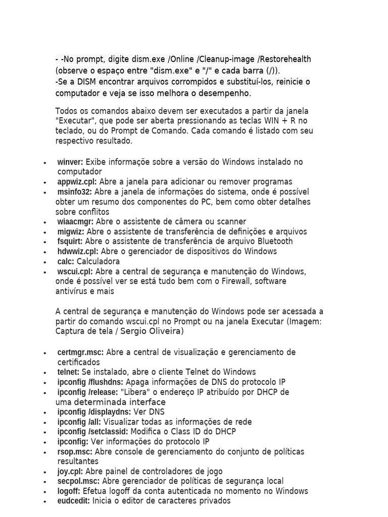 Comandos do cmd pdf registro do windows microsoft windows