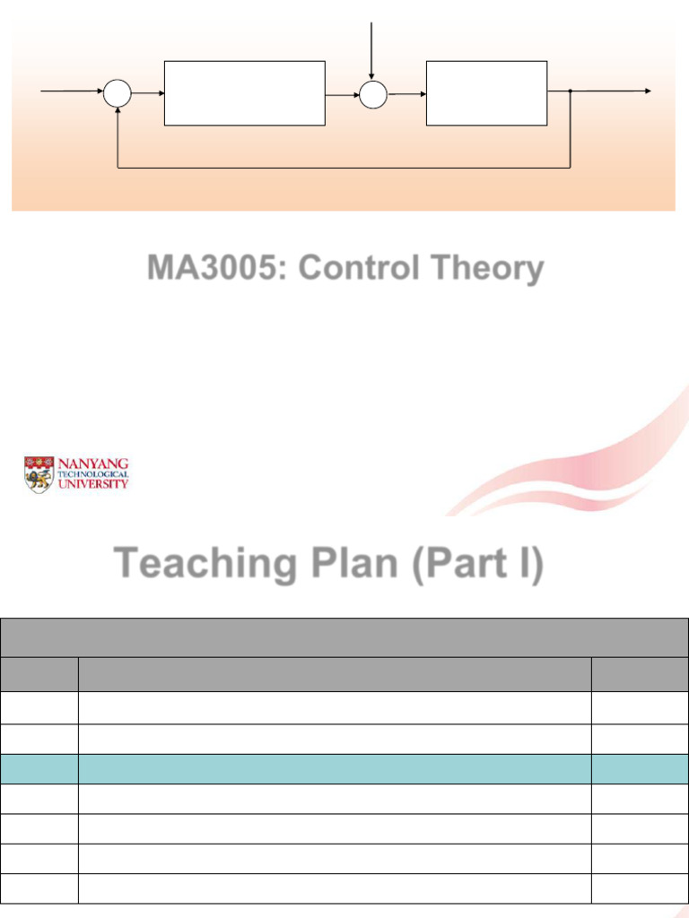 Control Theory Teaching Plan Overview | PDF | Mechanical Engineering ...