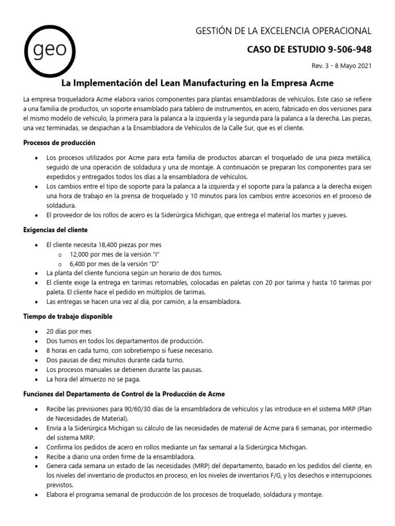 Implementación de Lean en Acme | PDF | Acero