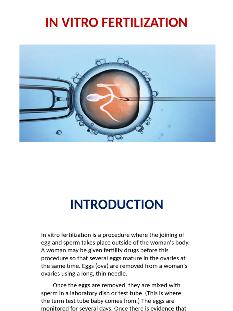 In Vitro Fertilization: Process and Insights | PDF | In Vitro ...