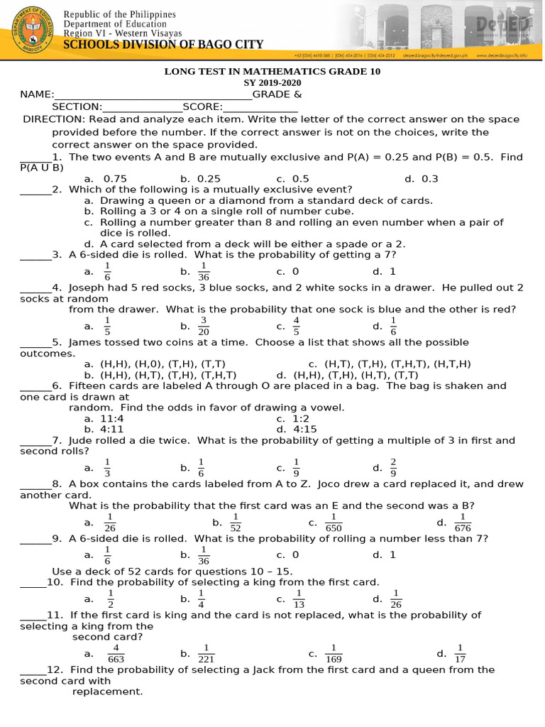4TH QUARTER EXAM | PDF | Quantile