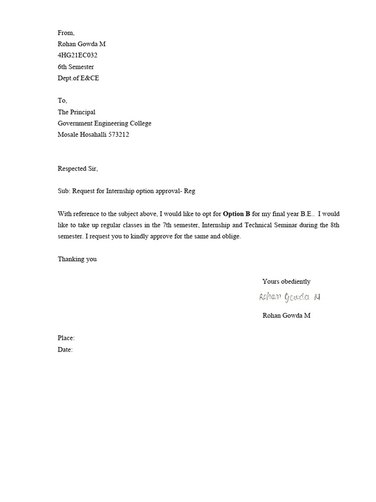 Internship Option Approval Request | PDF