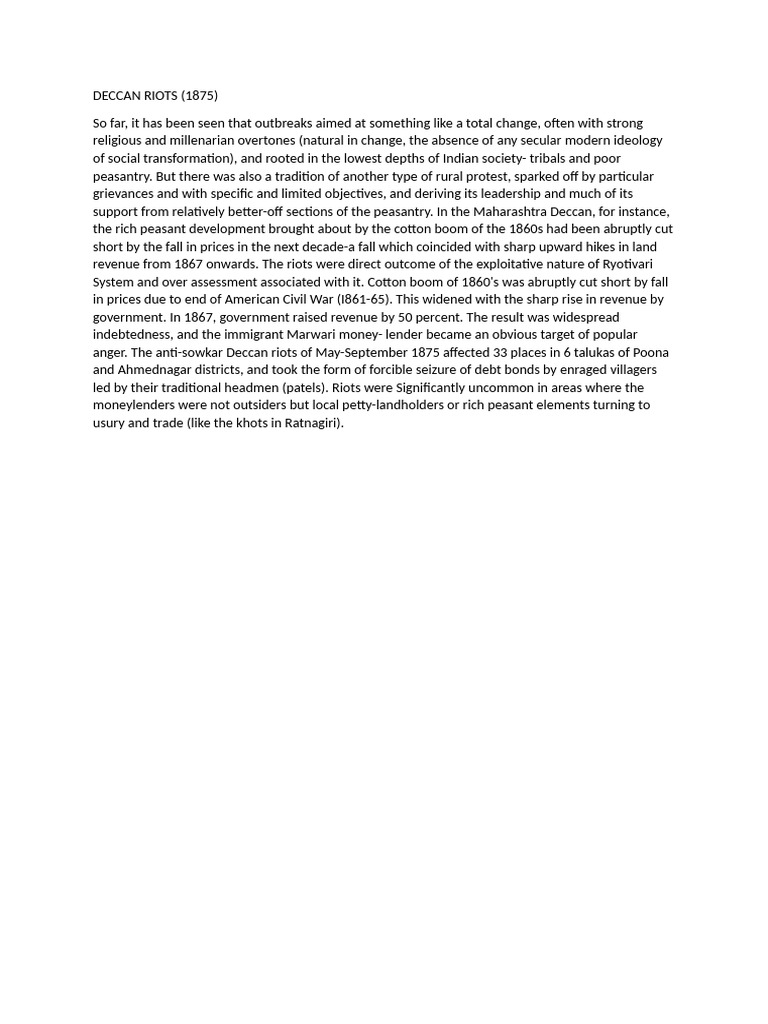 Deccan Riots | PDF