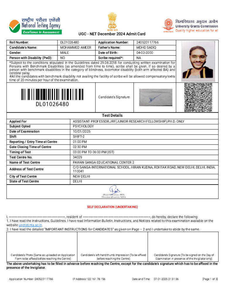 University Grants Commission (UGC) - NET - India | PDF | Identity Document