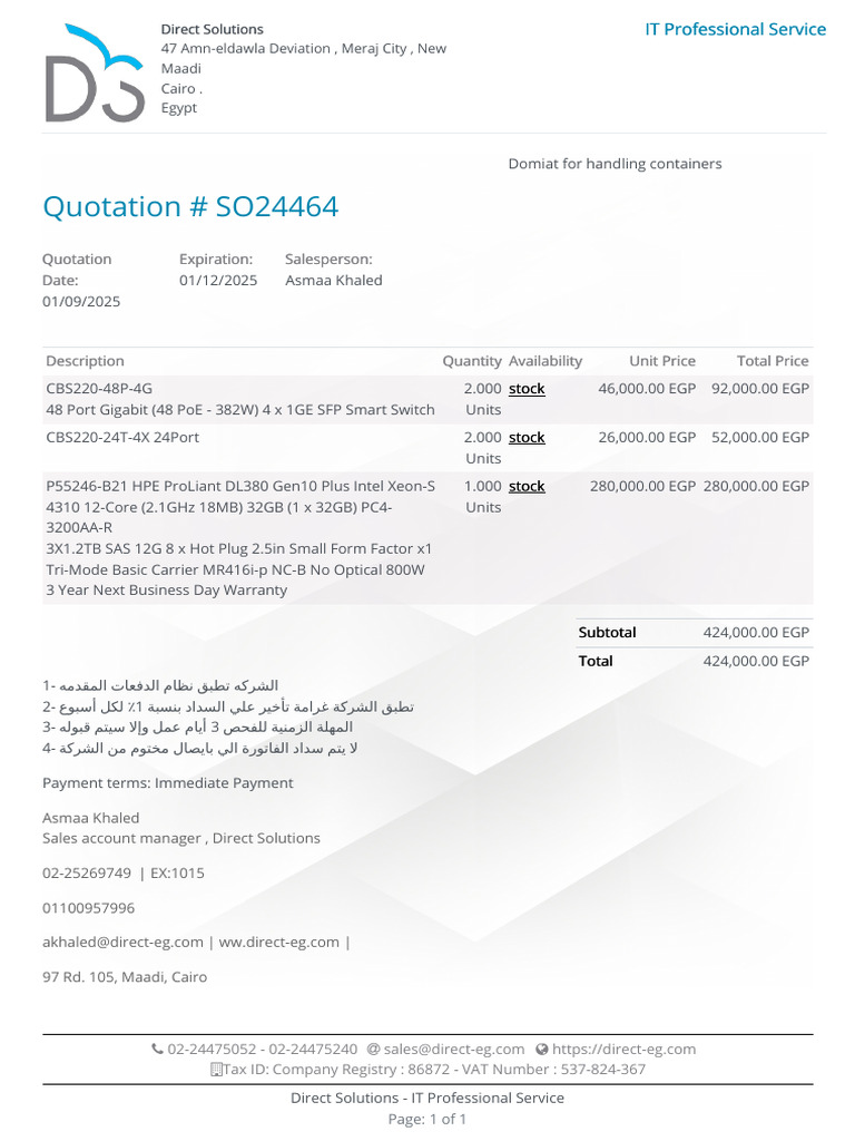 Quotation - SO24464 | PDF