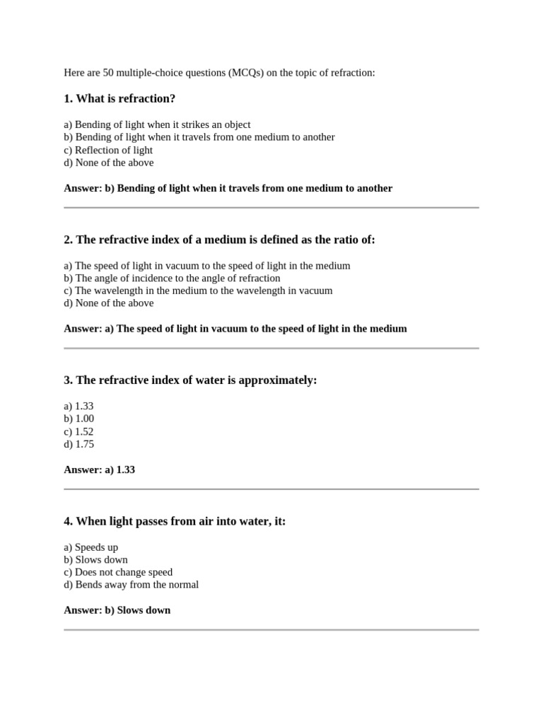 Refraction | PDF | Refraction | Refractive Index