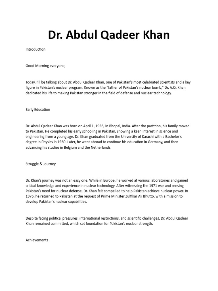 Dr.Abdul Qadeer Khan | PDF