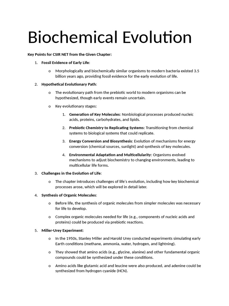 Biochemical Evolution | PDF | Rna | Amino Acid