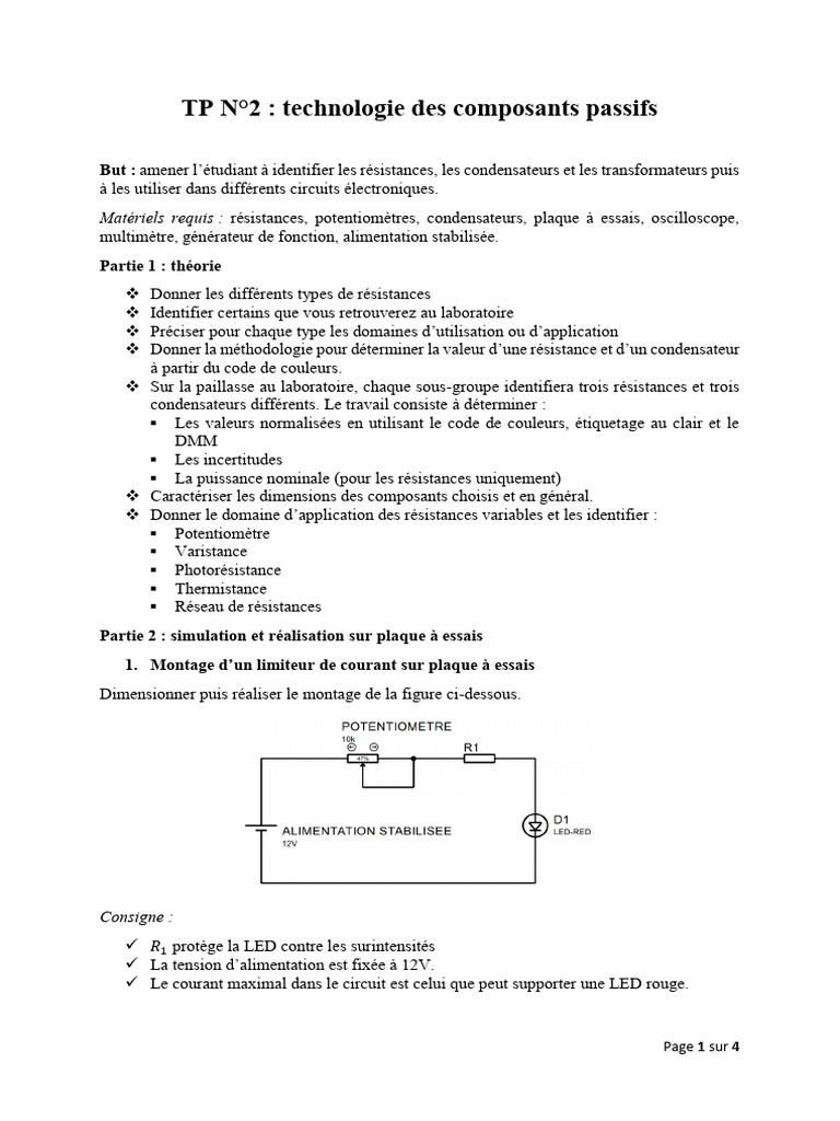 Technologie des Composants Passifs | PDF | Résistance (composant ...