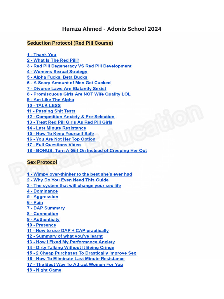 Hamza Ahmed's Adonis School Guide | PDF