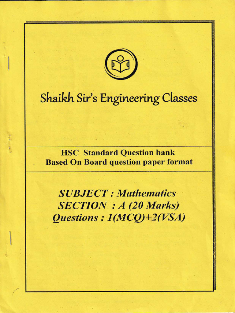 HSC Maths QB Section A by - Shaikh - Sir (9765158158) - C | PDF