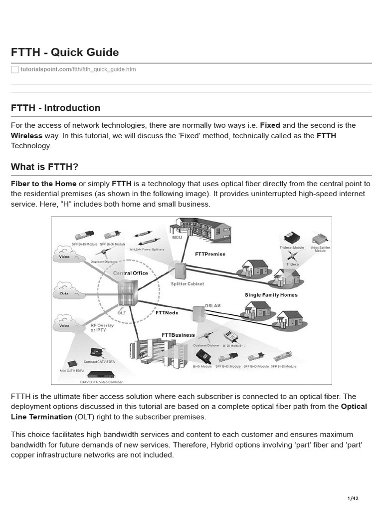 FTTH Technology Overview Guide | PDF | Fiber To The X | Computer Network