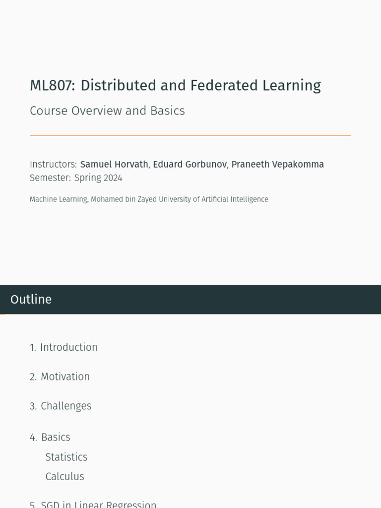 ML807 Distributed and Federated Learning Slides 1 | PDF | Machine ...