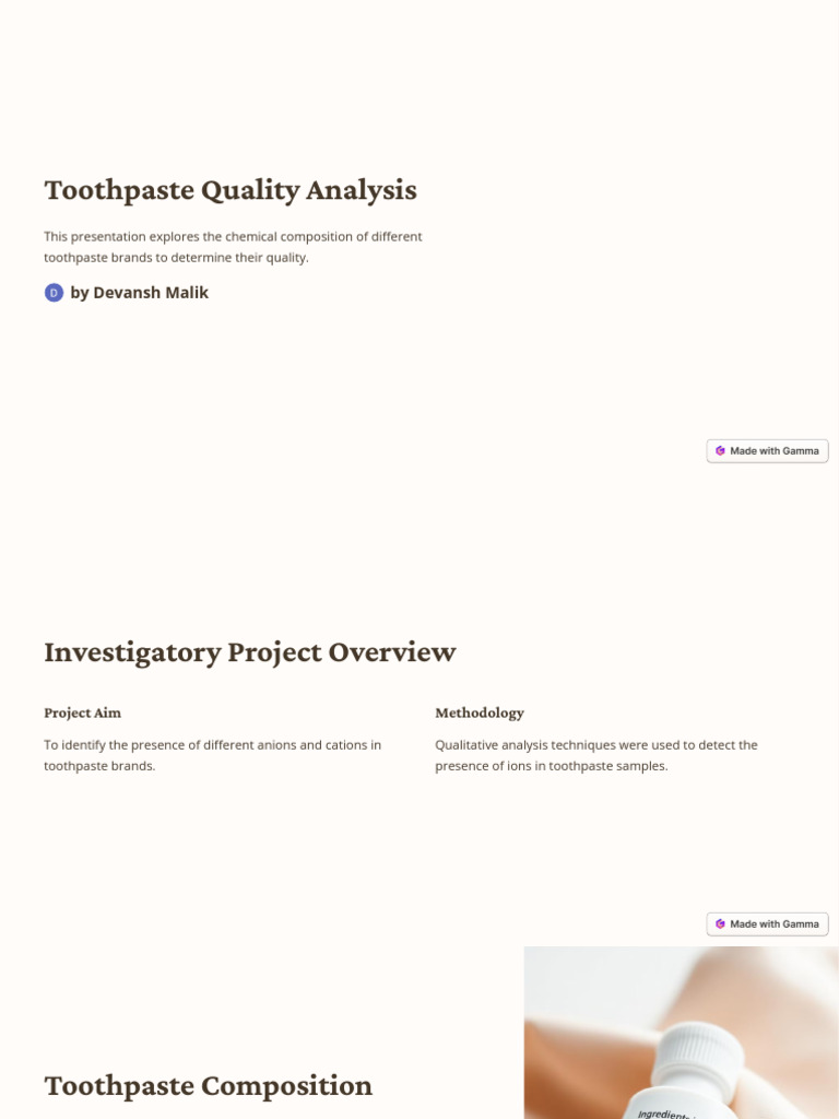 Toothpaste Quality Analysis Report | PDF | Chemical Substances | Chemistry