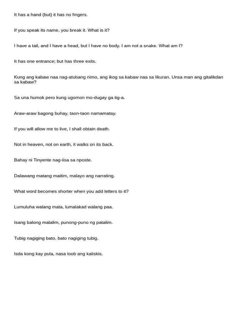 Riddles and Their Answers Explained | PDF