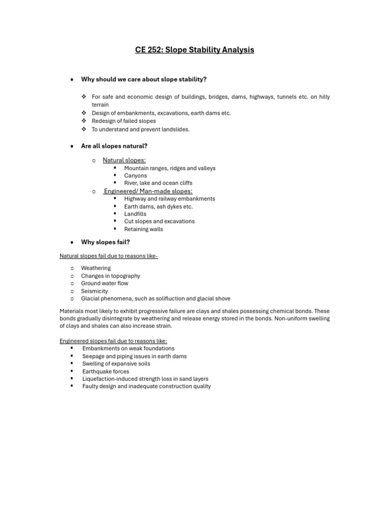 Slope Stability Analysis Essentials | PDF | Soil Mechanics | Landslide